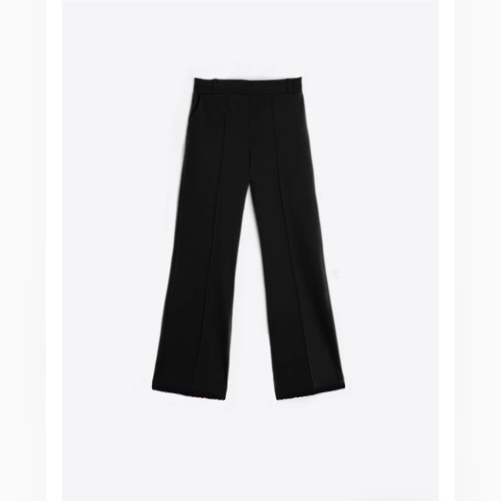 Diamonte Trimmed Trousers Pull-On Pants Size 44-12/14 Pockets Office Luxury